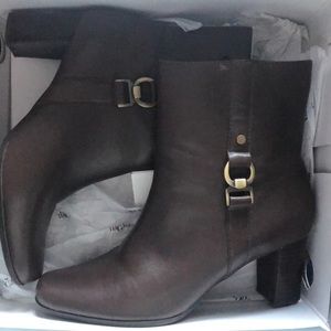 Brown heeled booties